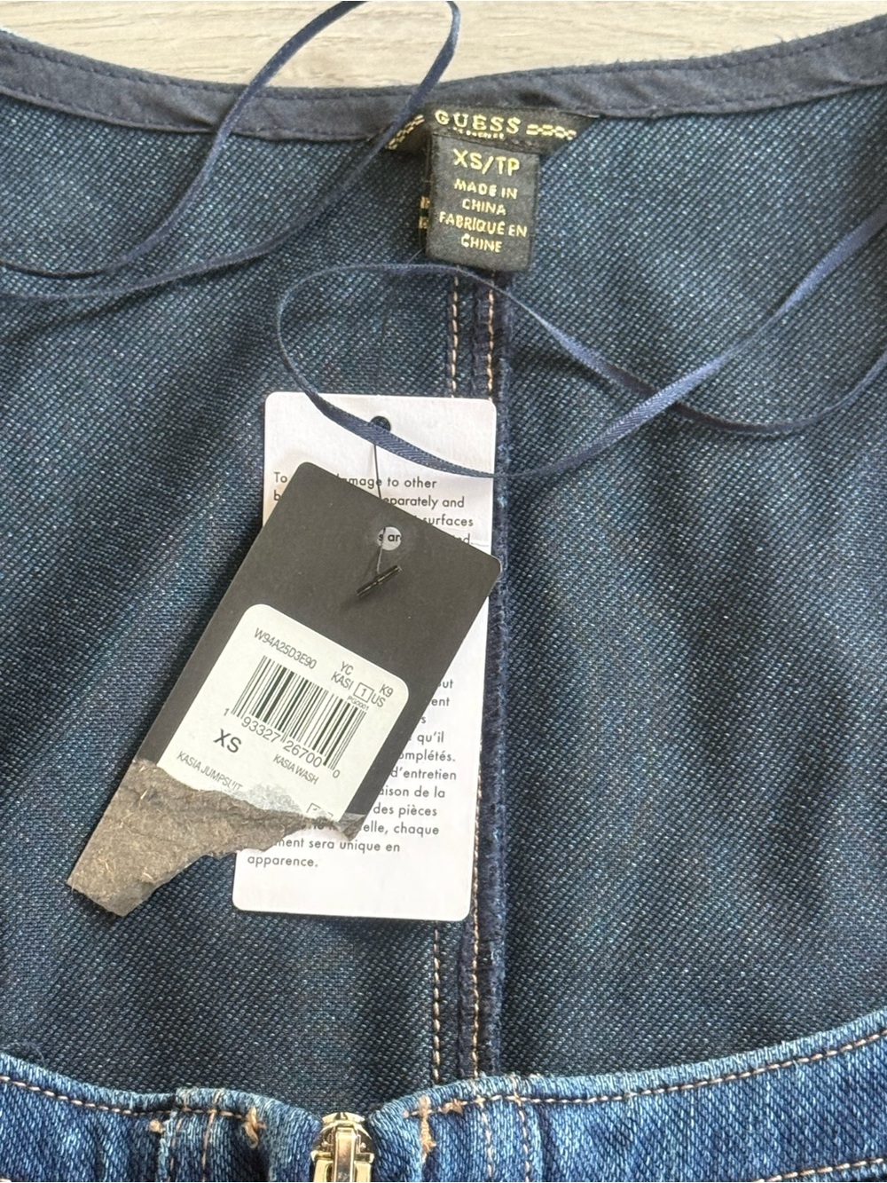 Guess Dark Blue Denim Long-Sleeve Jumpsuit - Picture 7 of 7